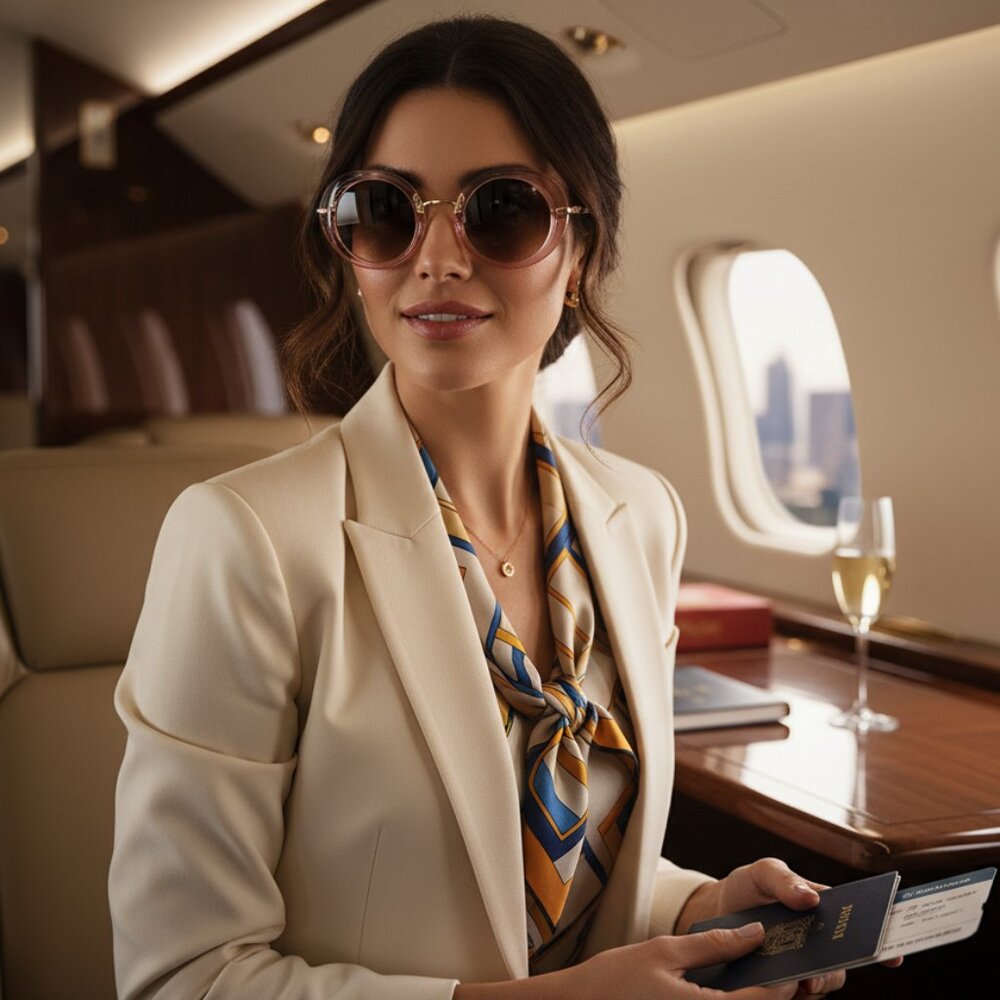 NEW JETSET Iconic Glam Trendy Designer Polarized Round Sunglasses - Rose & Gold